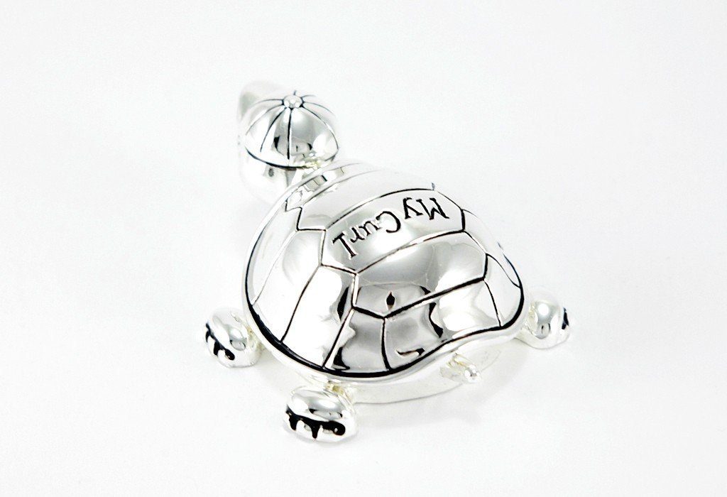 Brillibrum Zahndose Design Zahndose Lockendose Set Erinnerungsbox Dose Geschenk Schildkröte versilbert Anlaufgeschützt Taufe Geburt Baby Erster Zahn für Mädchen & Jungen