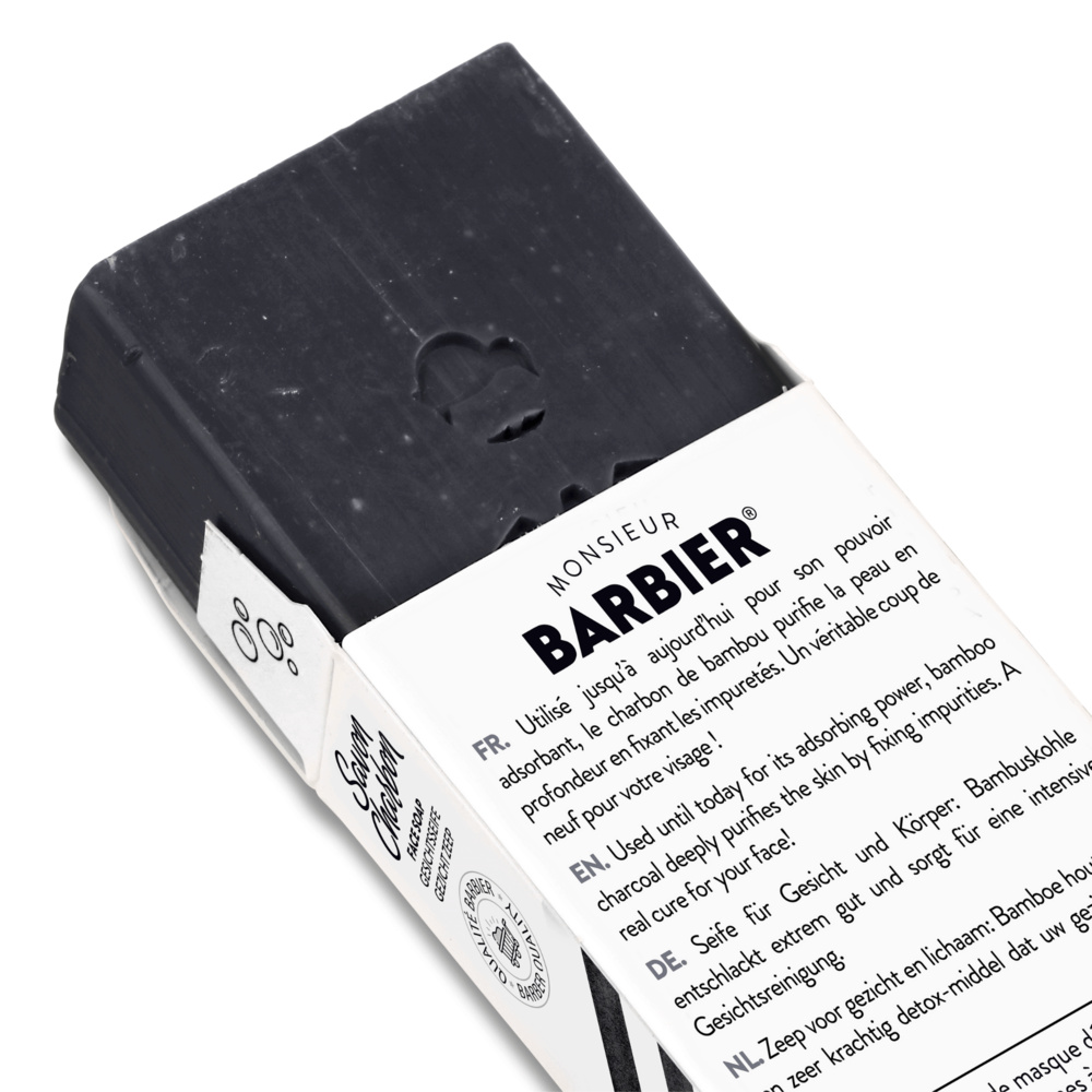 Monsieur Barbier Coal of Beauty Savon Purifiant Naturel pour Homme Savon Surgras Visage et Corps au Charbon Végétal