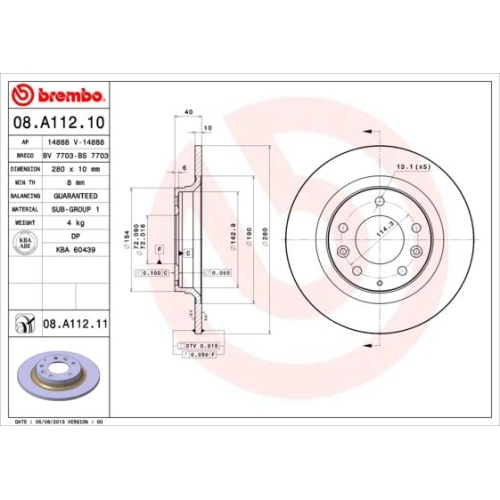 08.A112.11 BREMSSCHEIBE BREMBO  HA VP2 - ATU