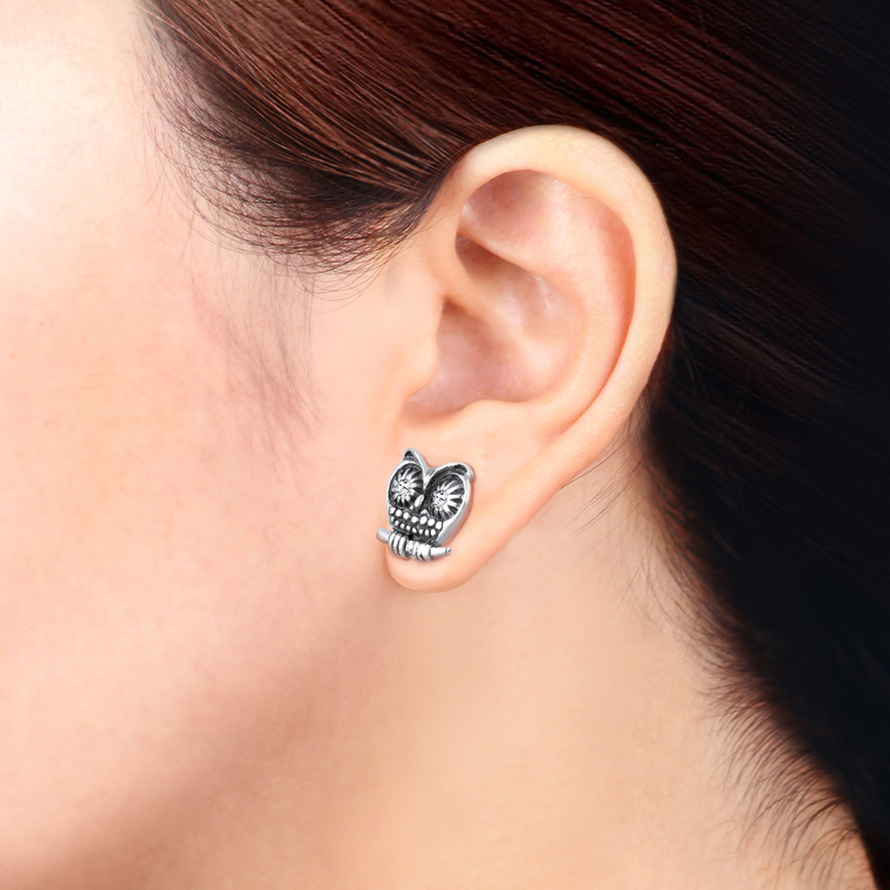 Elli Elli Boucles d'Oreilles Eule Tier Tracht Kristalle Boucles d'oreilles