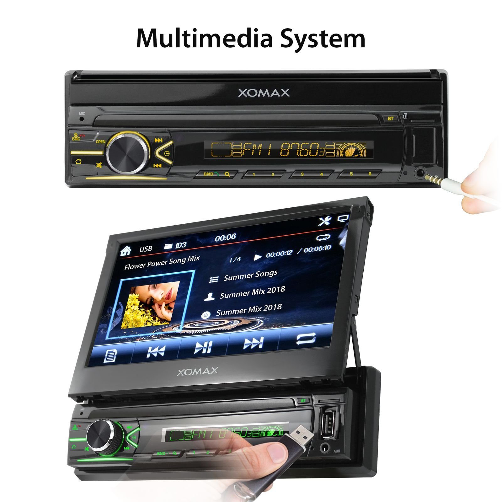 XOMAX XM-V746 Autoradio mit 7 Zoll Bildschirm, Bluetooth, USB, SD, 1 DIN Autoradio