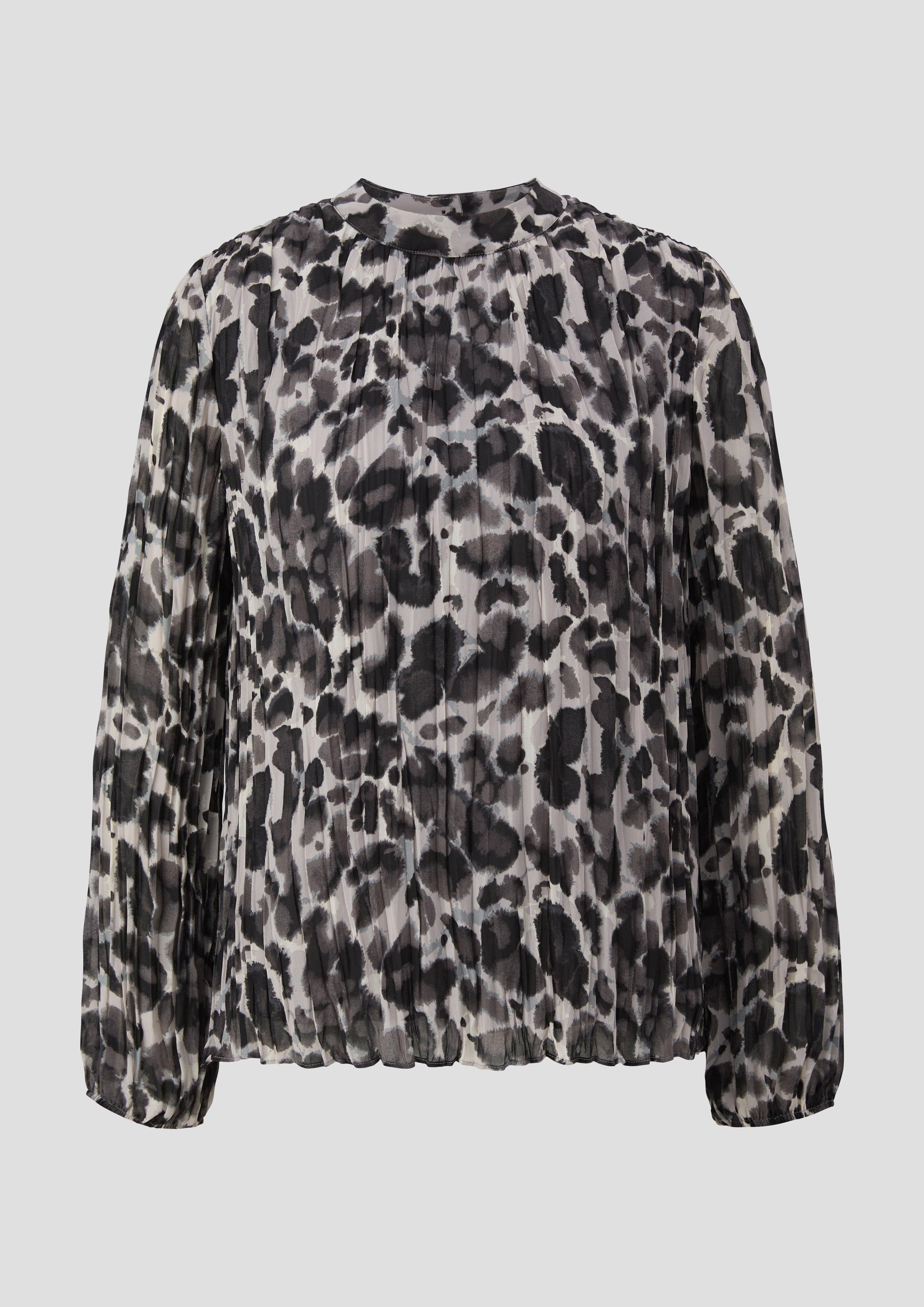 Gemusterte Chiffonbluse mit Stehkragen  2140361-07A3