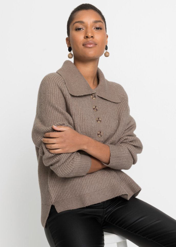 Strickpullover mit Polokragen