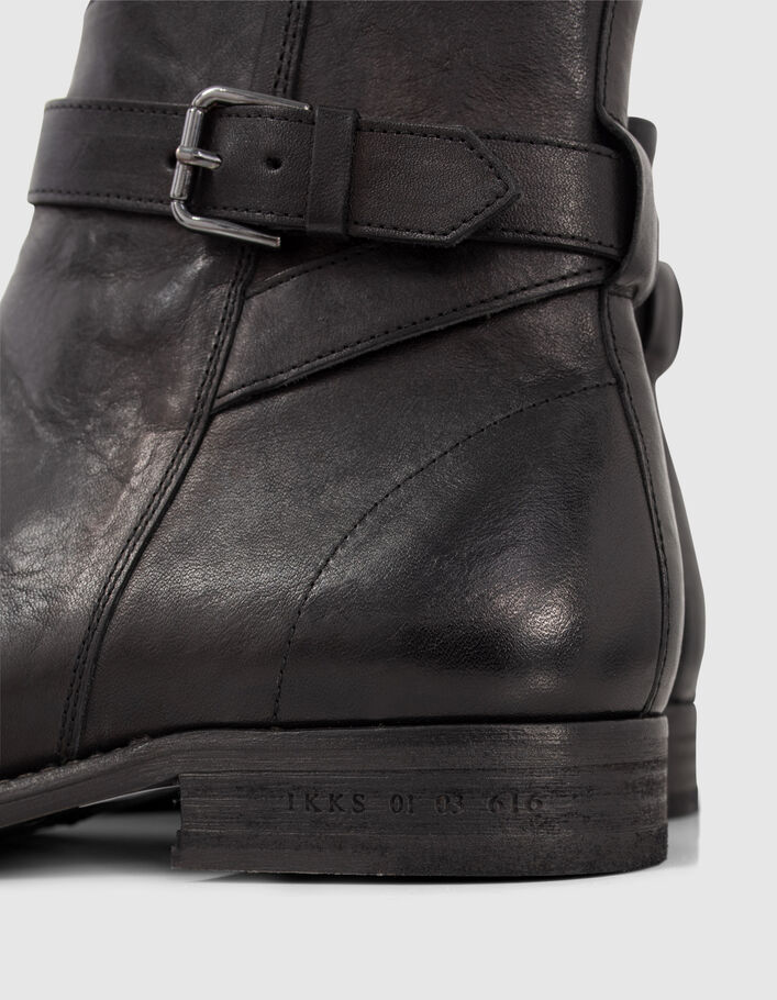 Boots noires en cuir avec bride à boucle Homme