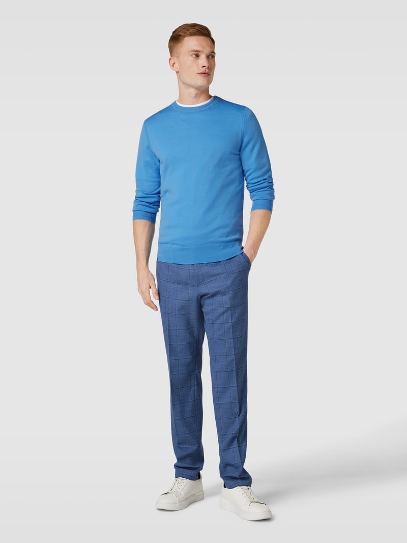 Strickpullover aus Lanawolle Modell 'MERINO' in royalblau