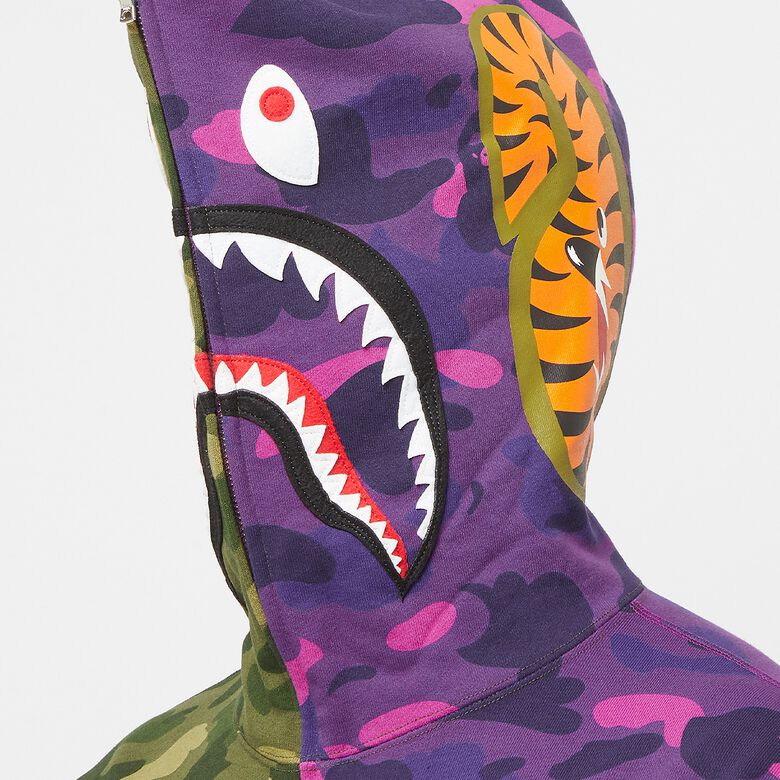 A Bathing Ape Color Camo Seperate Shark Full Zip Hoodie green x yellow