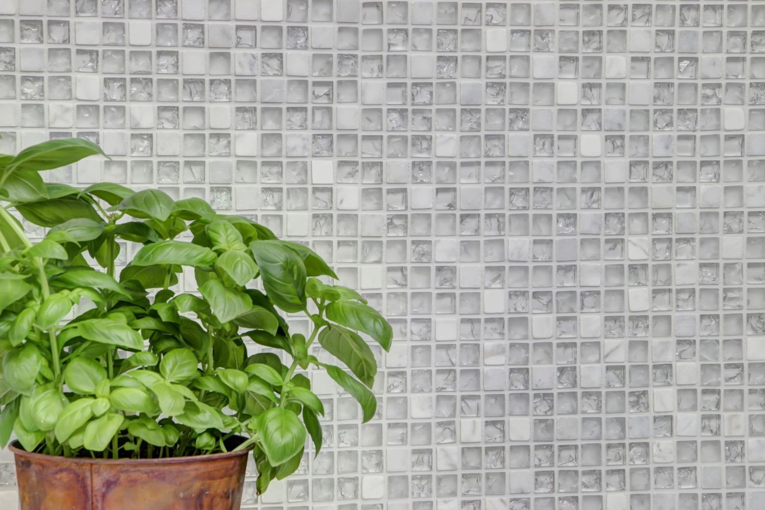 Mosani Mosaikfliesen Glasmosaik Naturstein Mosaik weiß glänzend / 10 Matten