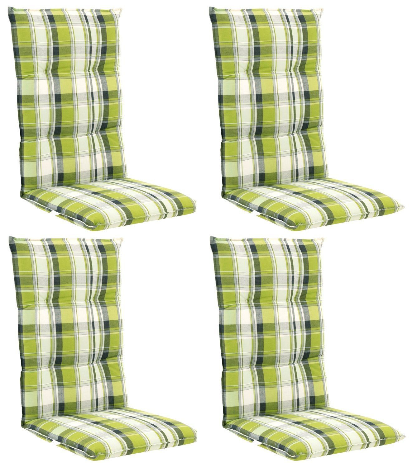 doppler® Hochlehnerauflage DALLODA, B 48 x L 119 cm, Grün, 4er Set, (Set, 4 St), Gartenstuhlauflagen für Hochlehnstühle