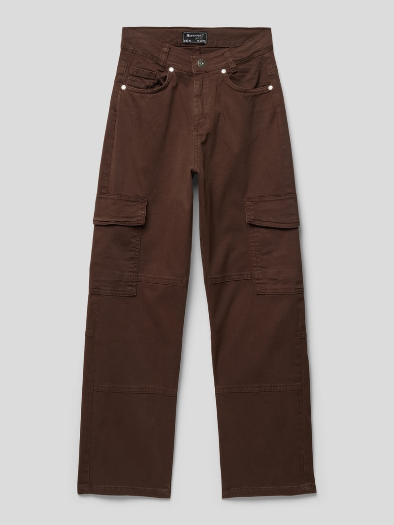 Cargohose mit Knopf- und Reißverschluss in hellbraun
