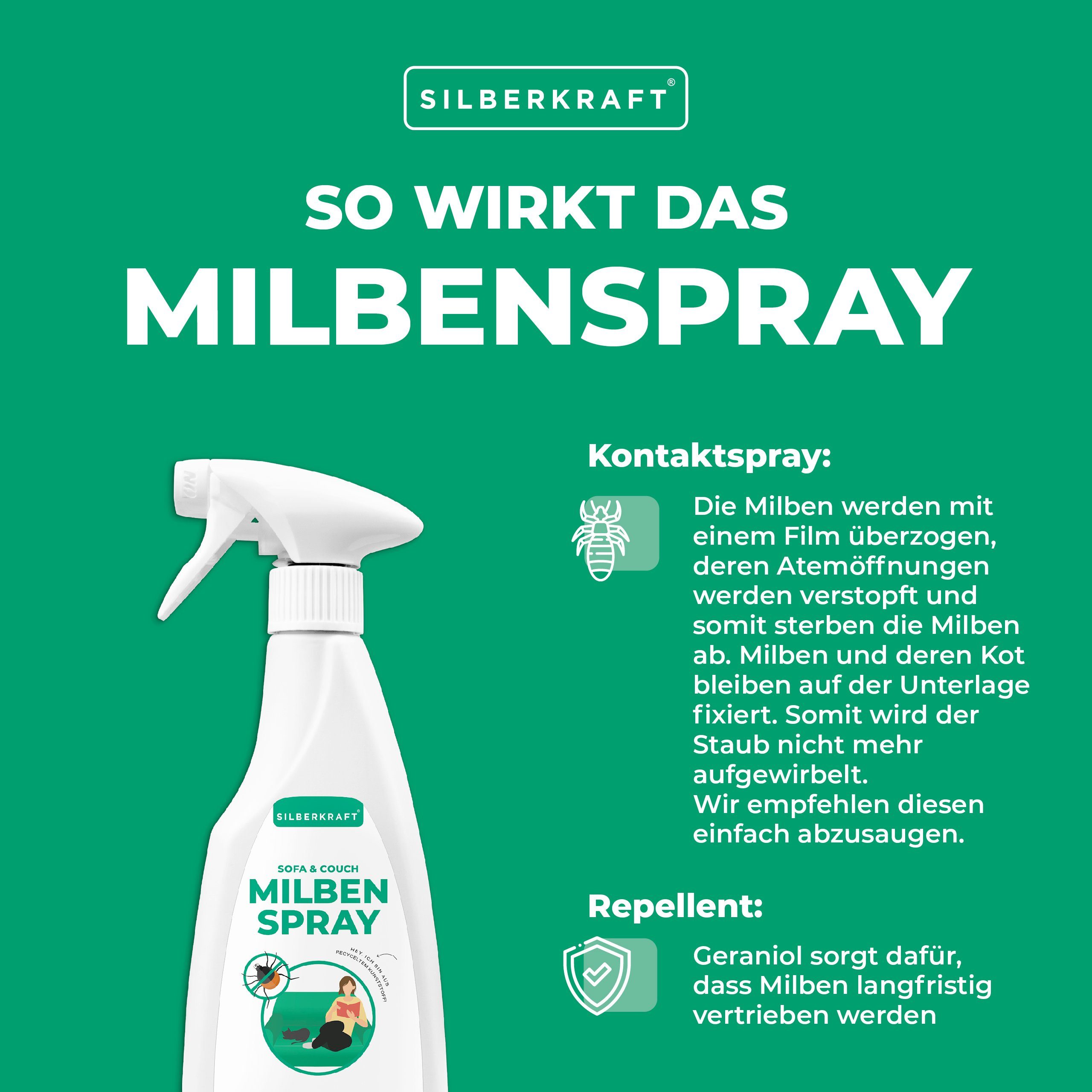 Silberkraft Insektenspray Milbenspray Sofa & Textil, 500 ml, 1-St.