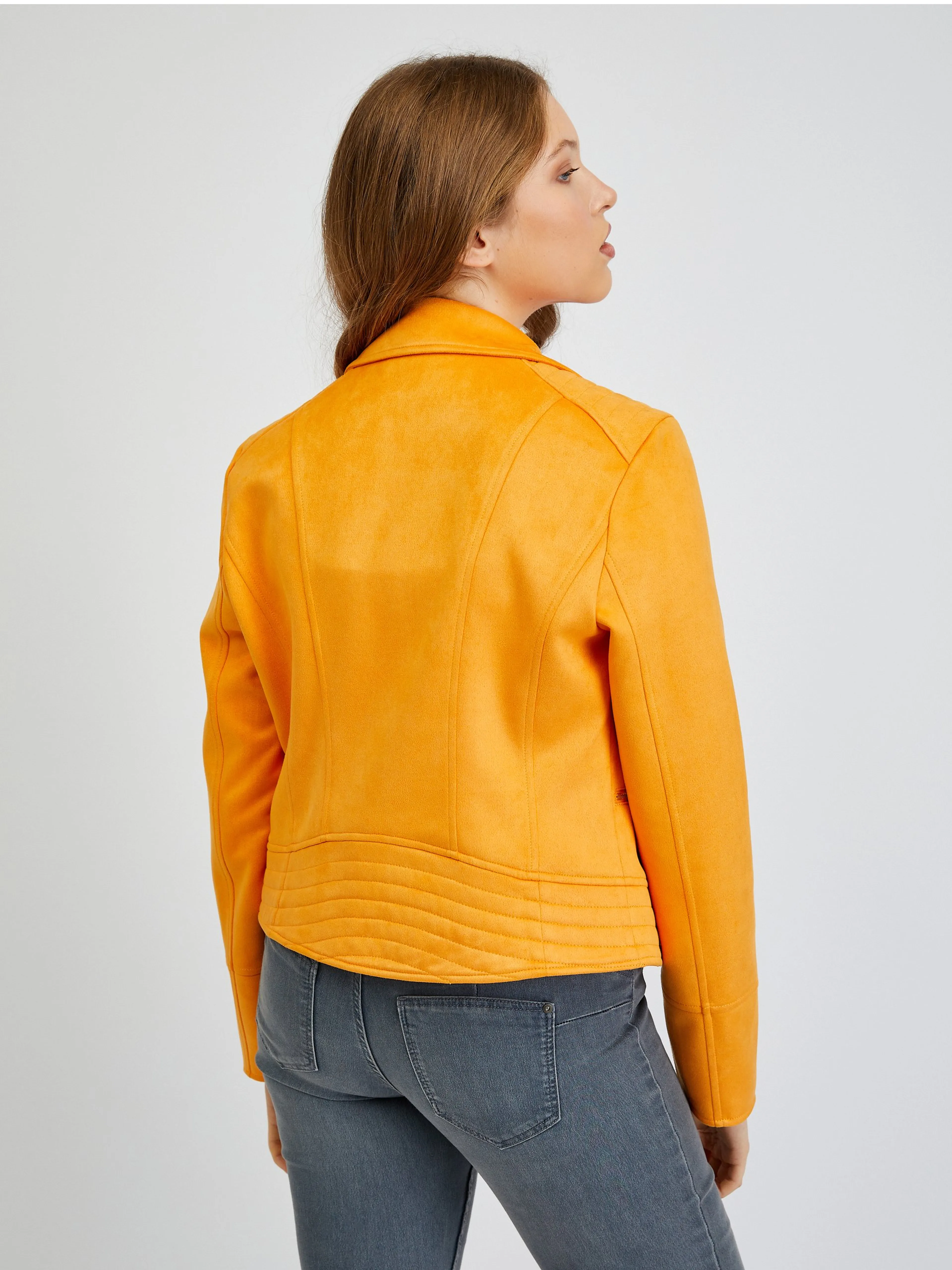 Orangefarbene Damen Wildlederjacke ORSAY