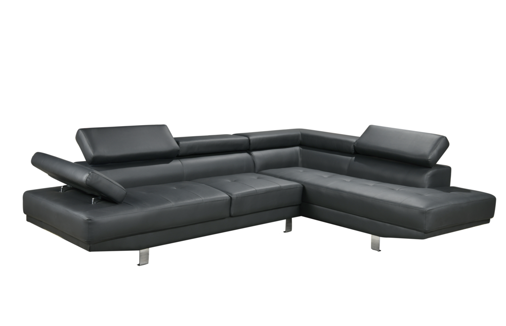 Happy Home Happy Home Ecksofa mit verstellbare Kopf- und Arm-Funktionen HSP108-DGR dunkelgrau Lederoptik