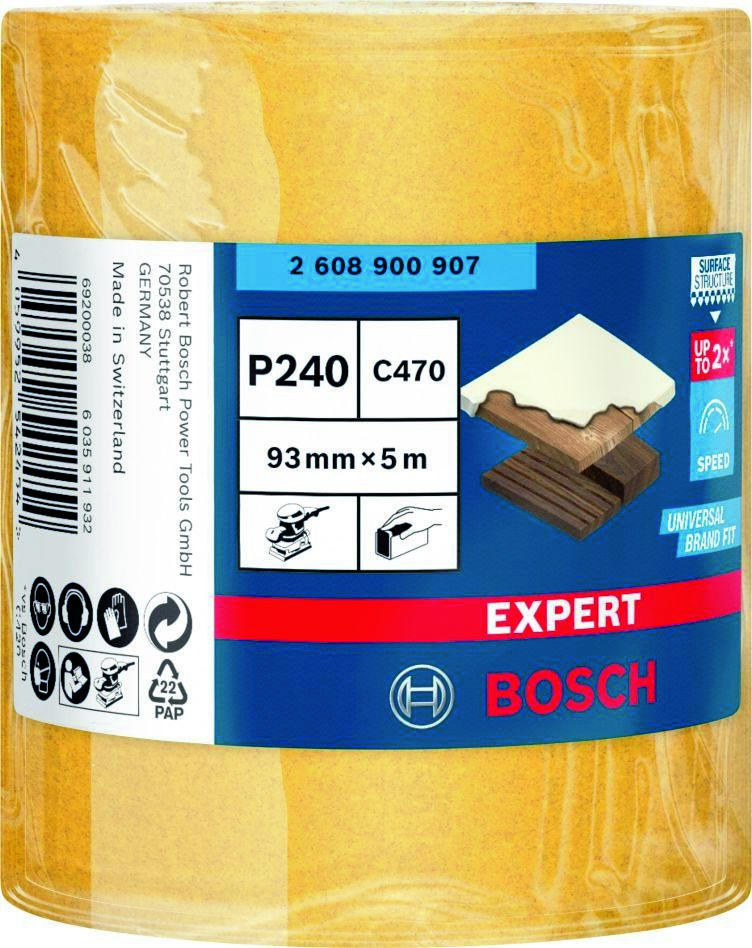 Bosch plavi pribor 2608900907 Expert C470 valjak brusnog papira za ručno brušenje 93 mm, 5 m, K240