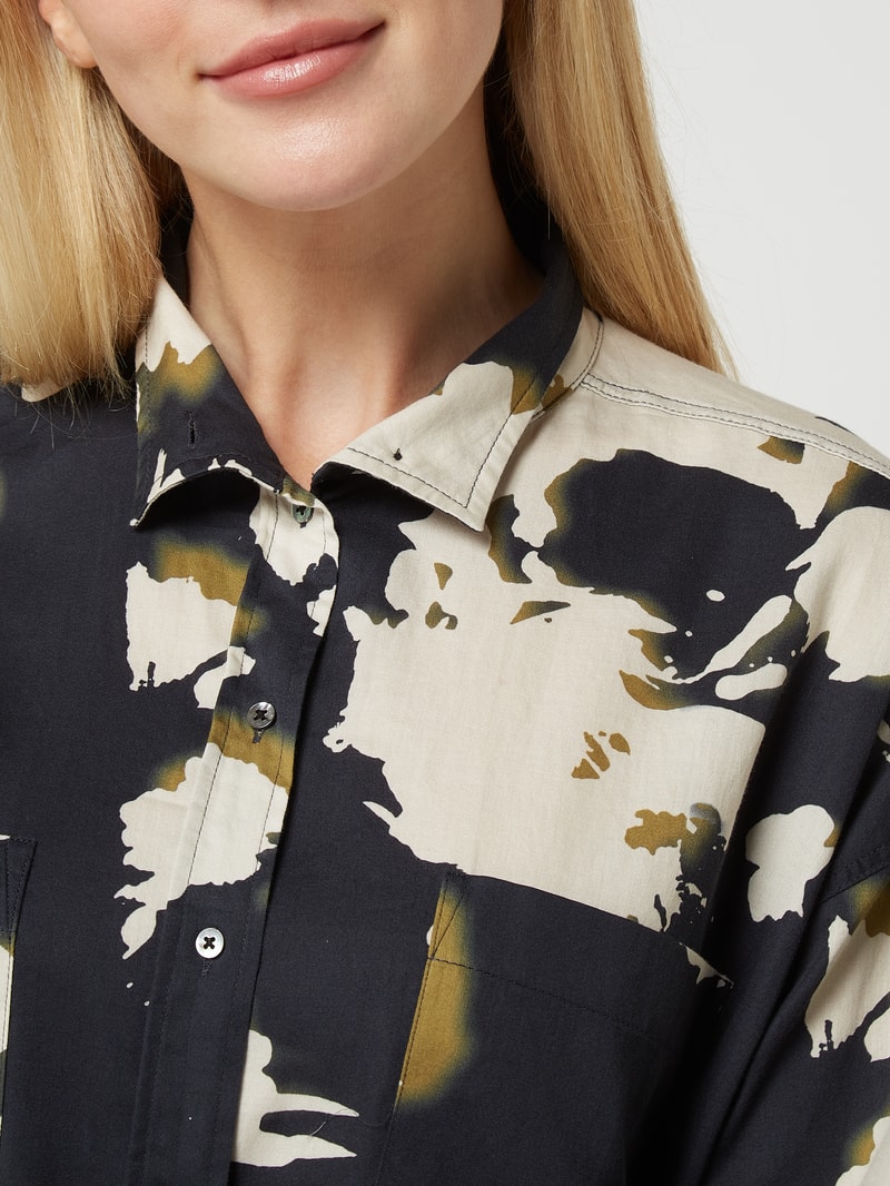 Oversized Bluse aus Baumwolle in marineblau