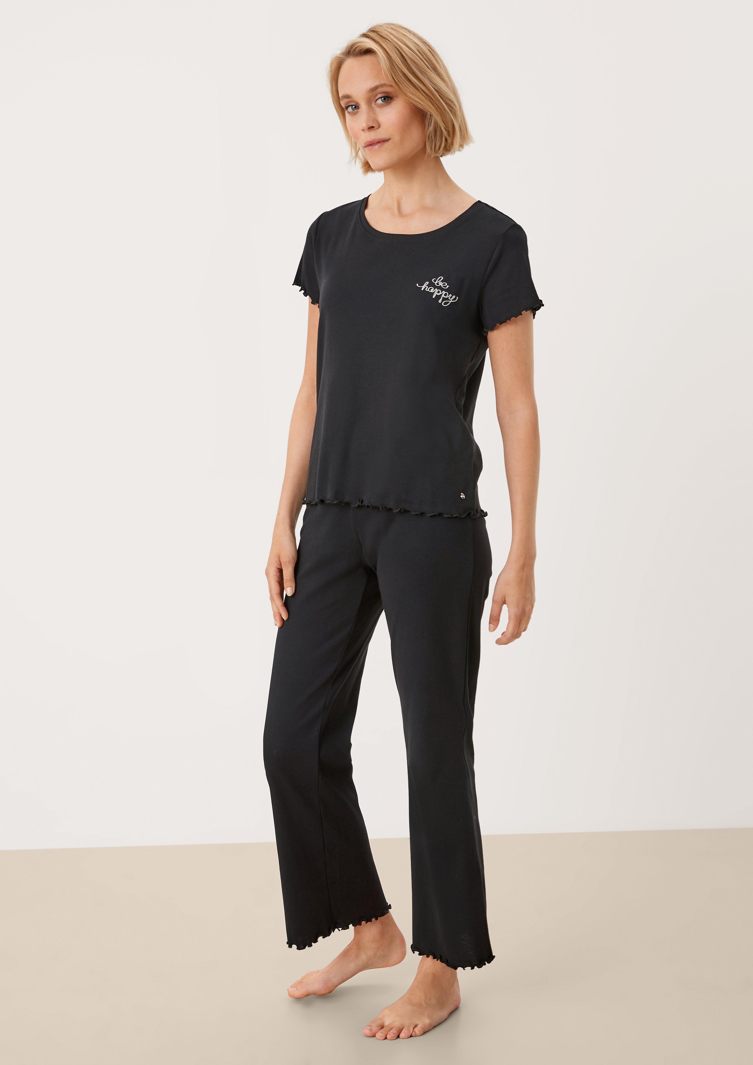 Pyjamashirt mit Wellensaum  6006120-9999
