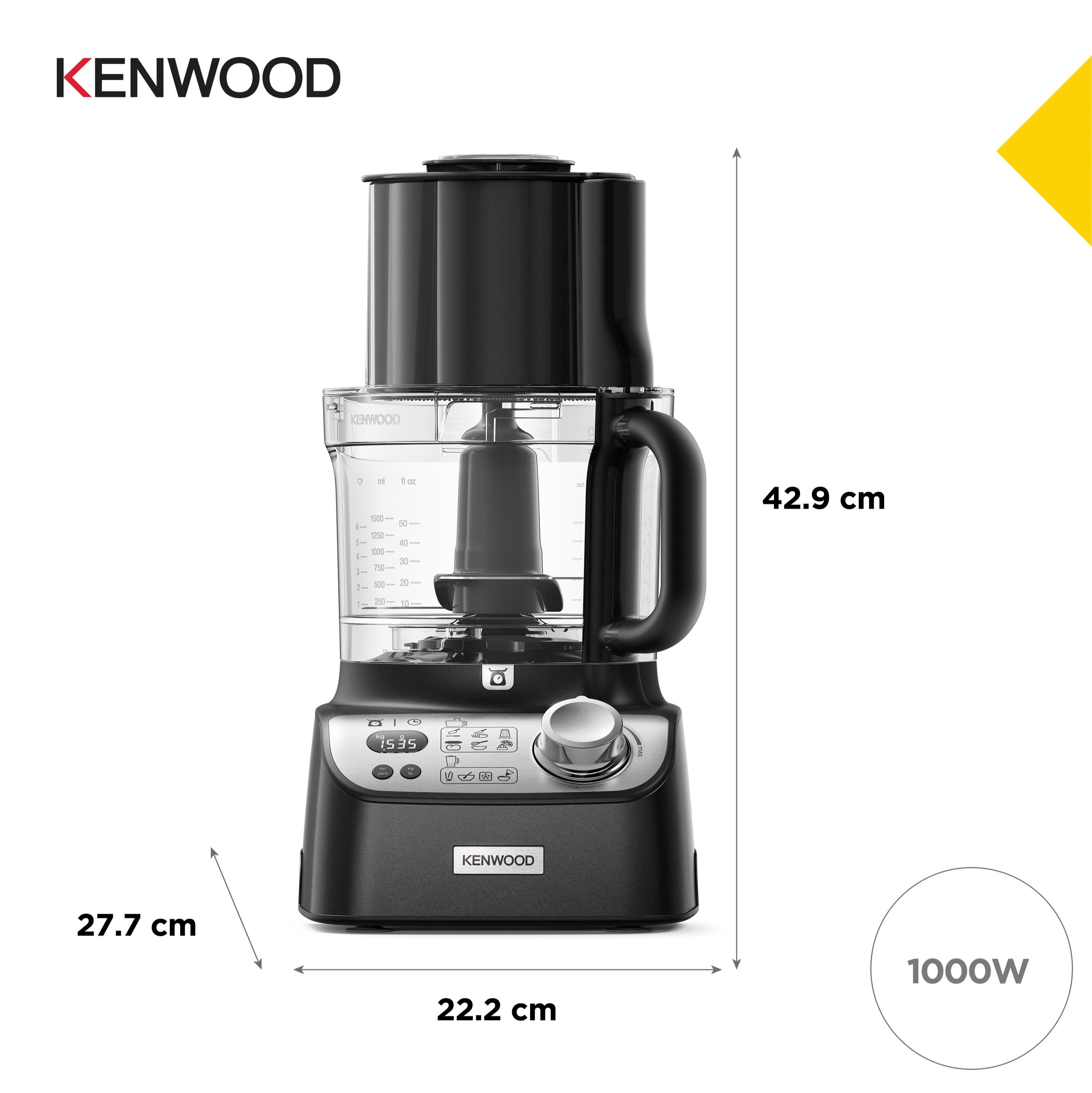 KENWOOD Küchenmaschine FDM72.990BK MultiPro XL Weigh+, 1000 W, 3 l Schüssel, 1000 Watt, 3 l Arbeitsbehälter, Autograph Collection