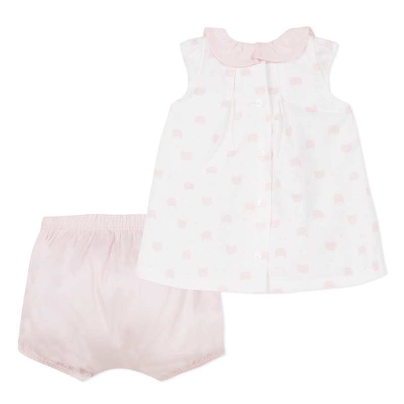 Ensemble bloomer rose satin et coton naissance Absorba