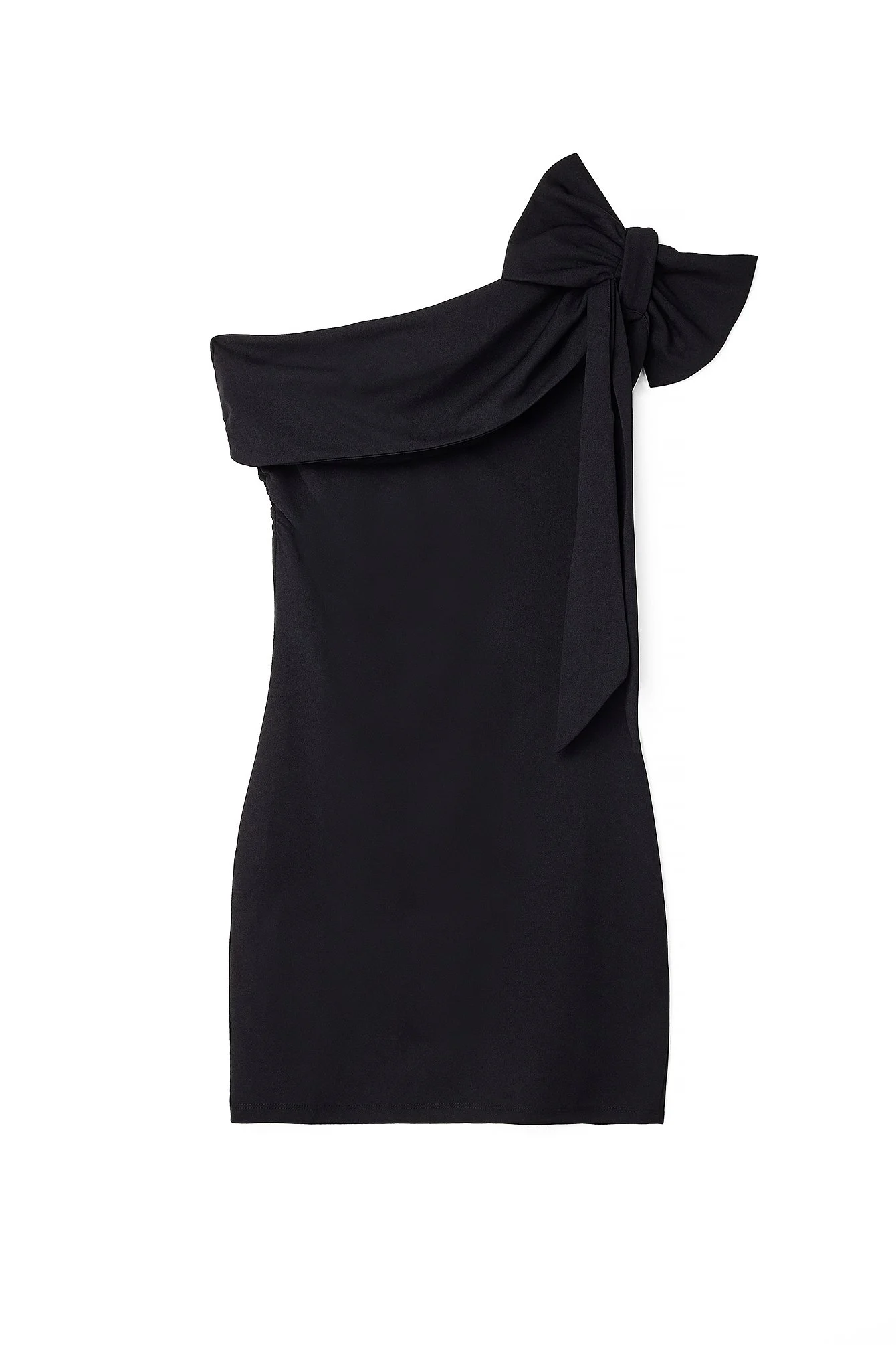 Einseitig schulterfreies Minikleid mit Schleife