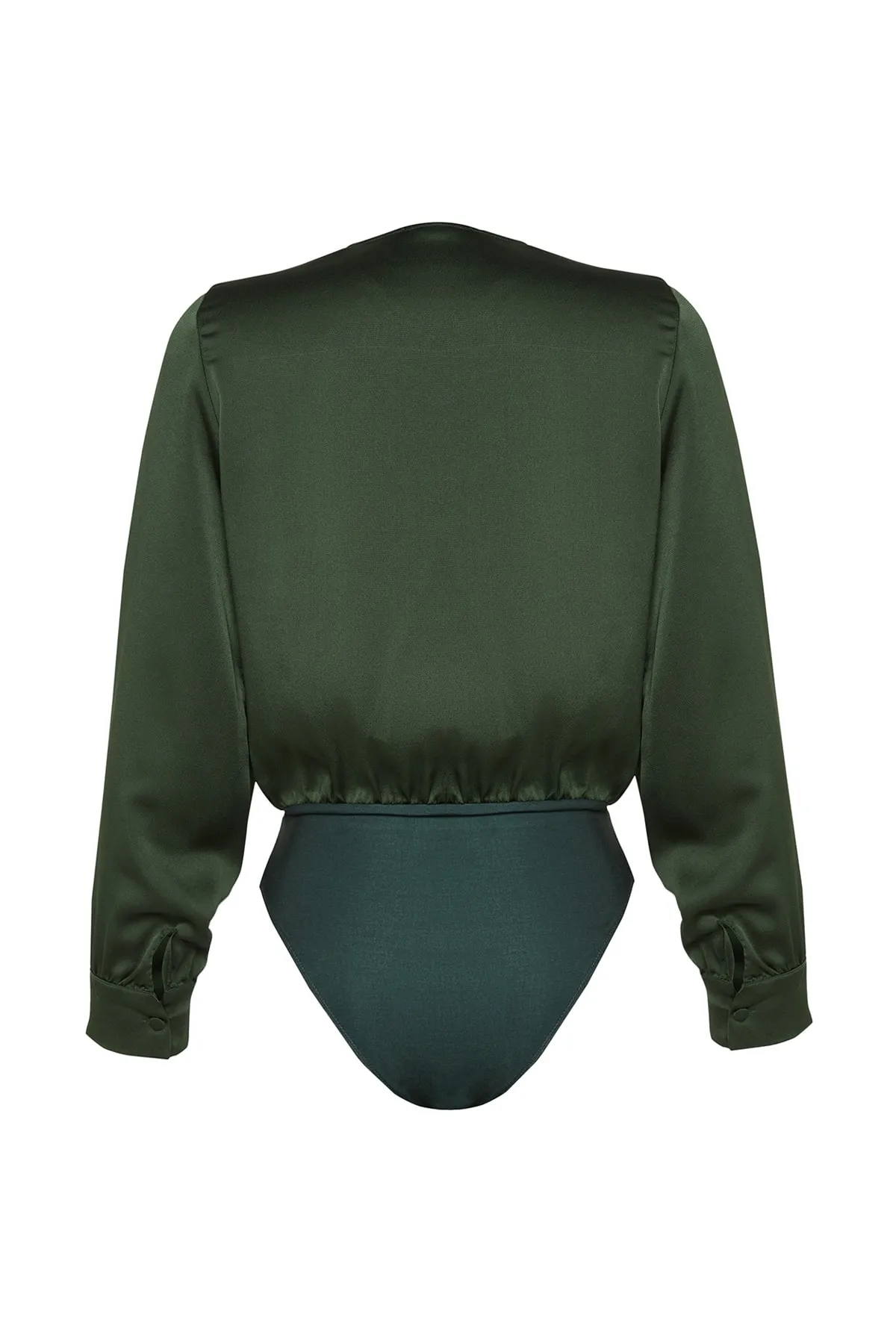 Trendyol Collection  Khakifarbener Satin-Body mit zweireihigem Kragen und Druckknopfdetail - TOFAW19BB0678