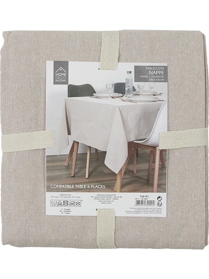 THE HOME DECO FACTORY Tischdecke in Beige - (L)250 x (B)140 cm günstig kaufen onesize