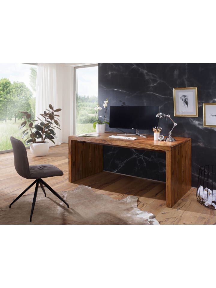 KADIMA DESIGN Schreibtisch BOHA Massiv-Holz Computertisch 160 cm breit in Massivholz günstig kaufen