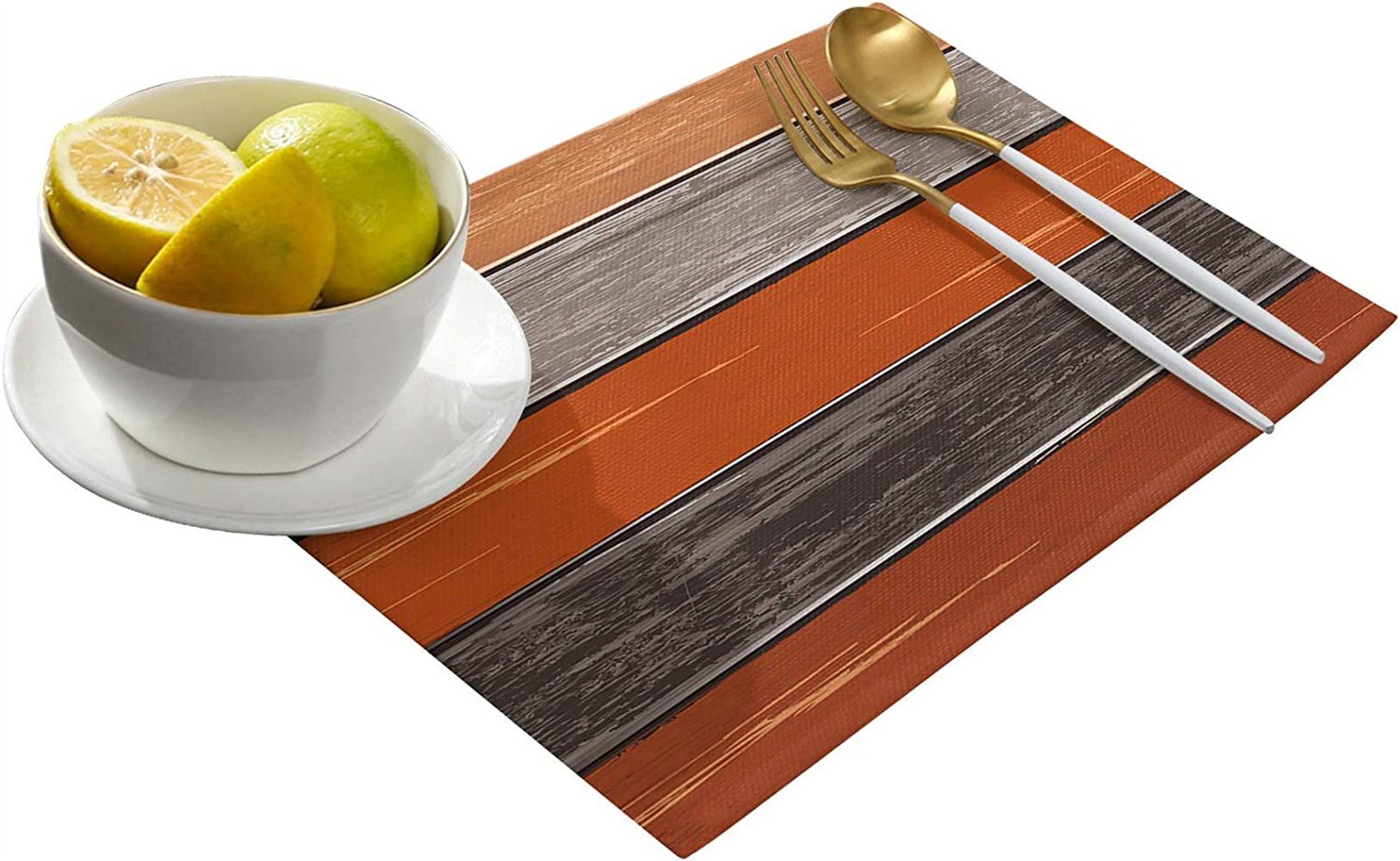 TOPMELON Tischsitz Tischsets 4er Set, Holzstreifen Tischsets abwaschbar