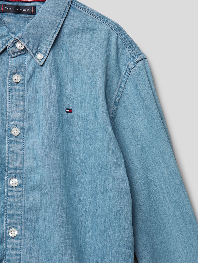 Jeanshemd mit Label-Stitching in blau
