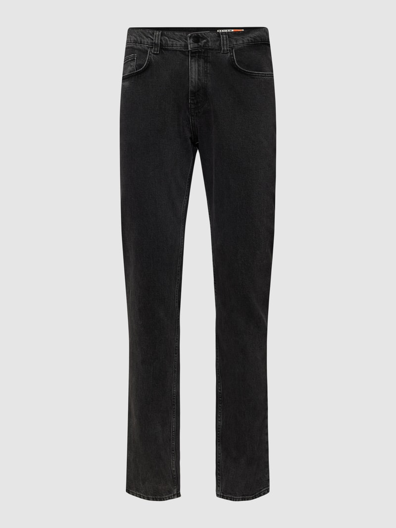 Straight Fit Jeans im 5-Pocket-Design in schwarz
