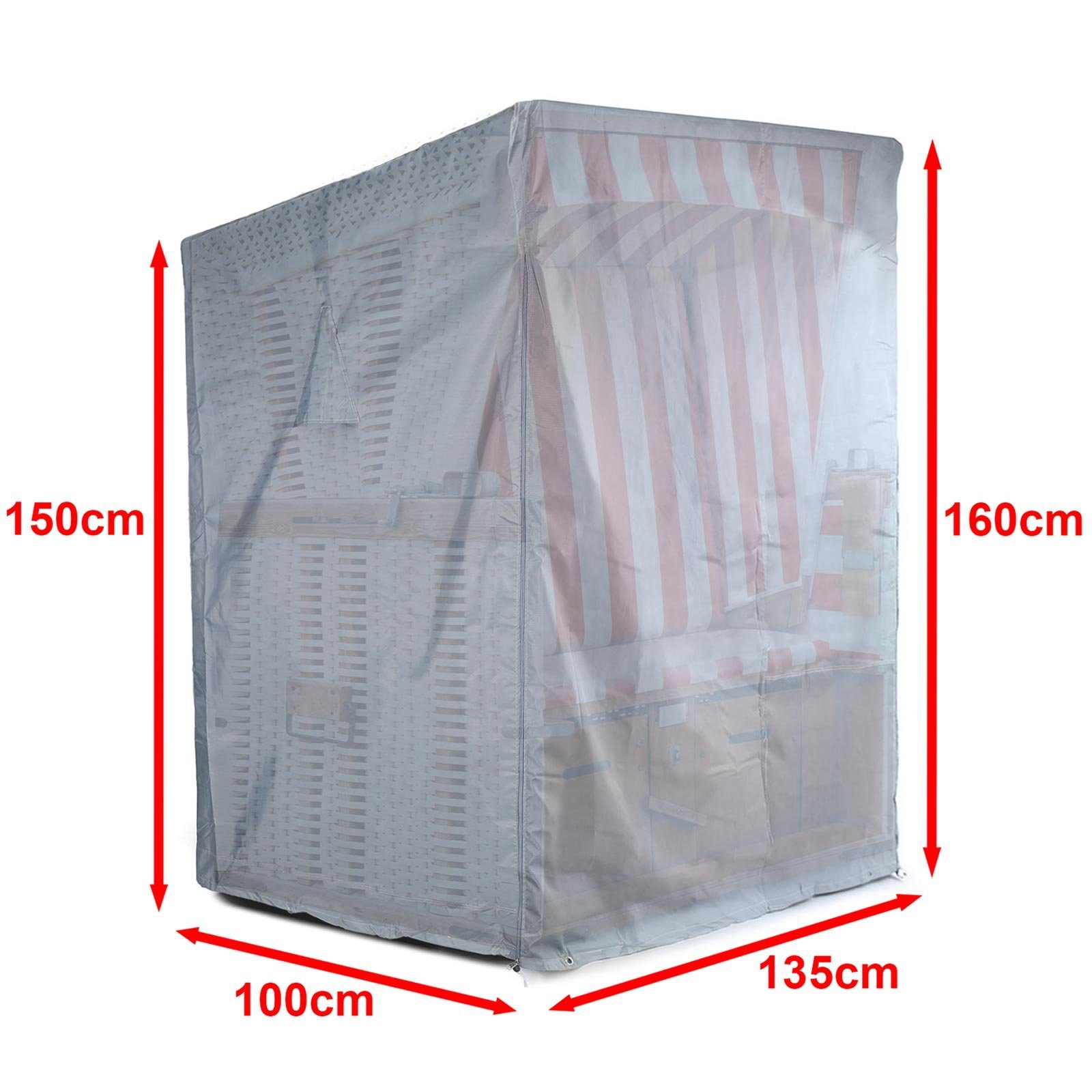 RAMROXX Gartenmöbel-Schutzhülle Premium Abdeckung Cover für Strandkorb Grau 160/150x135x100cm