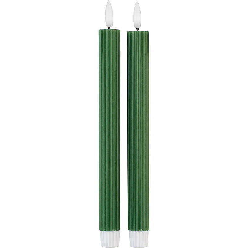 Vie Home Kronelys 2-pk 24 cm LED timer grønn