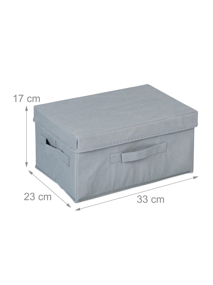 relaxdays 2 x Aufbewahrungsbox in Grau - (B)23 x (H)17 x (T)33 cm günstig kaufen onesize