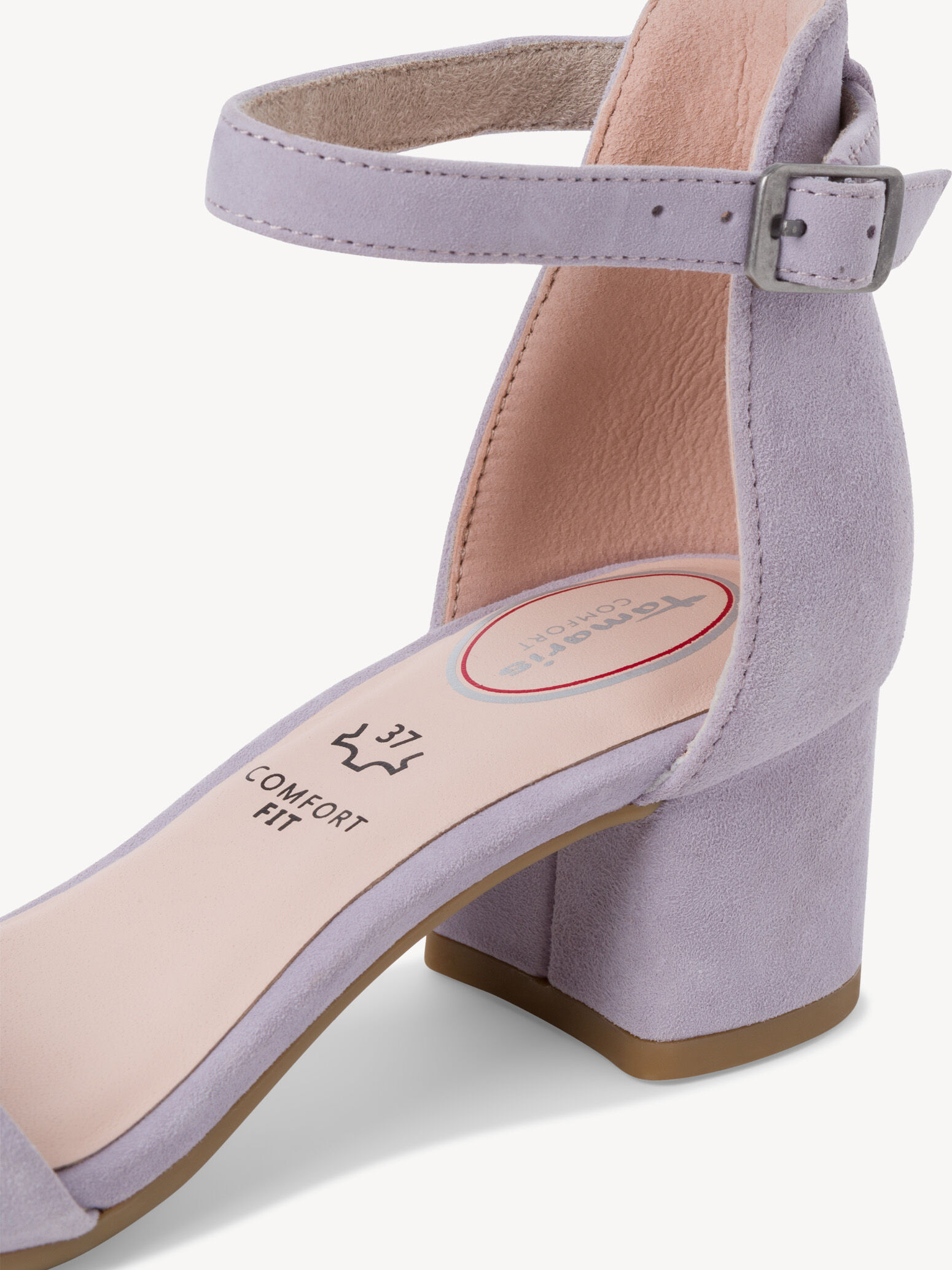 Sandale à talon en cuir - mauve
