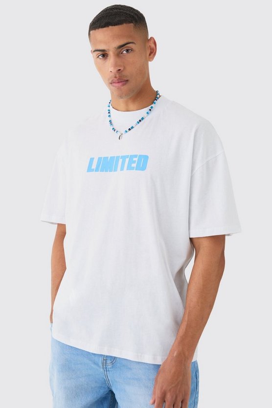 Übergroßes T-Shirt mit verlängerten Kragen und Limited-Print