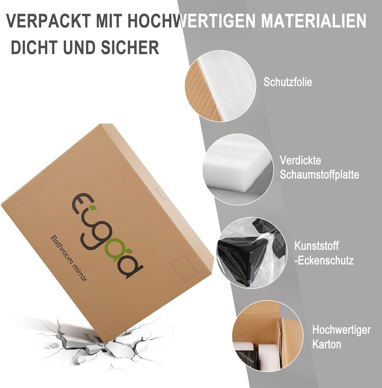 EUGAD Spiegelschrank (1-St) mit Beleuchtung, verstellbare Lichtfarbe