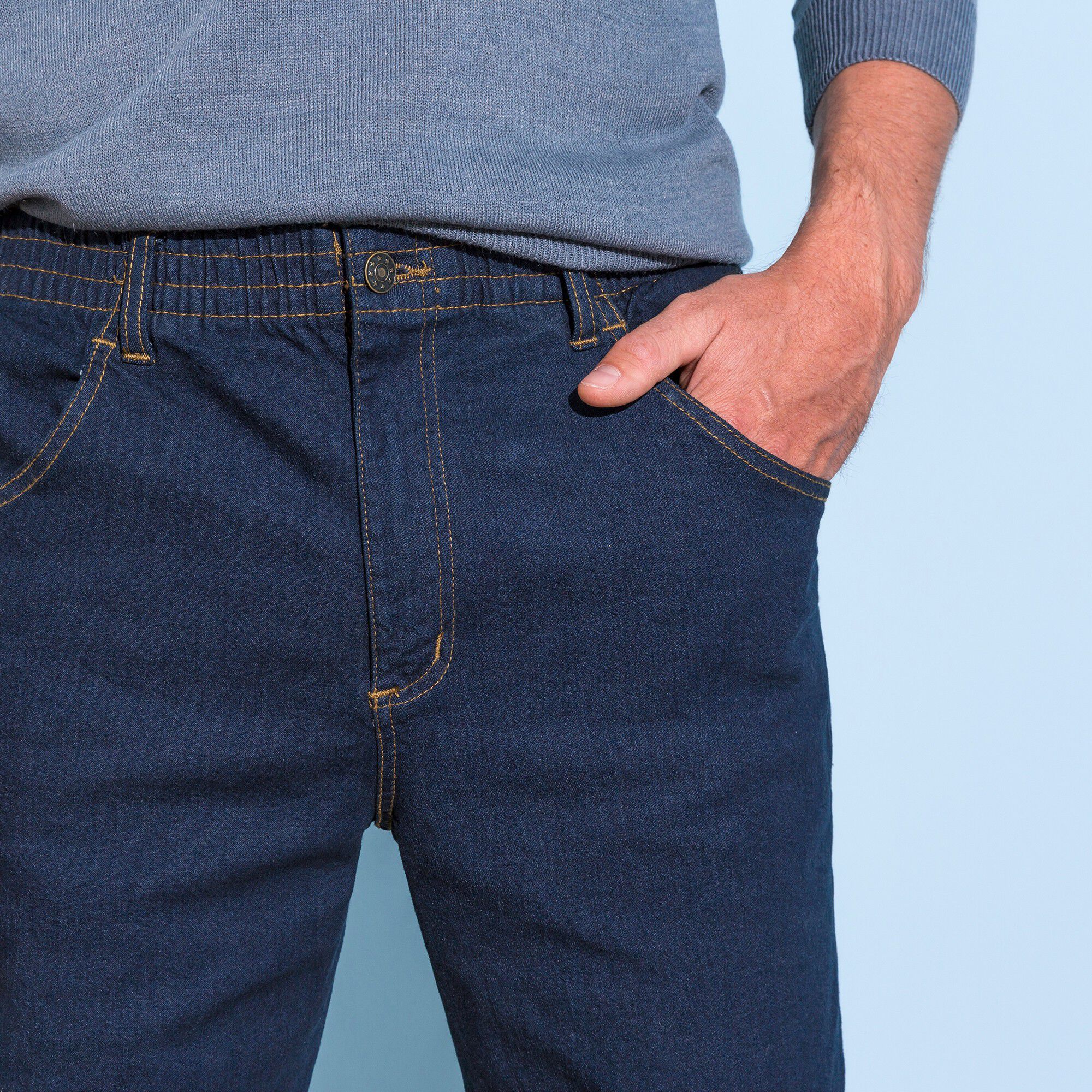 Jean droit taille élastiquée