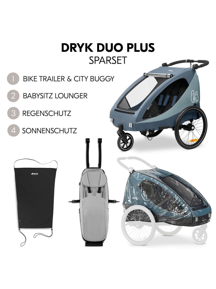 Hauck 2in1 Fahrradanhänger Sparset Dryk Duo Plus in blau günstig kaufen onesize