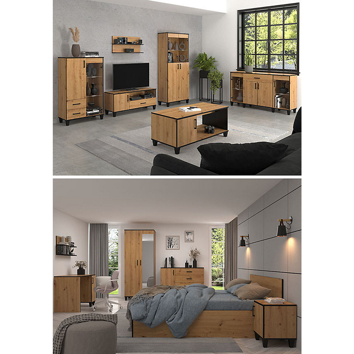 Schreibtisch Bürotisch Pola 100x56x75cm Artisan Eiche 1-türig