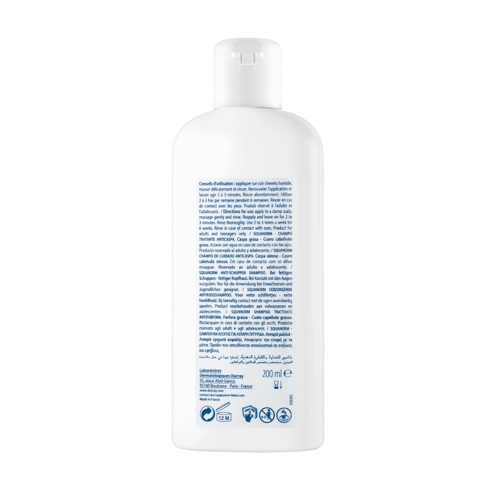 Ducray Squanorm Shampooing  Pellicule Grasse 20 0 ml Shampooing