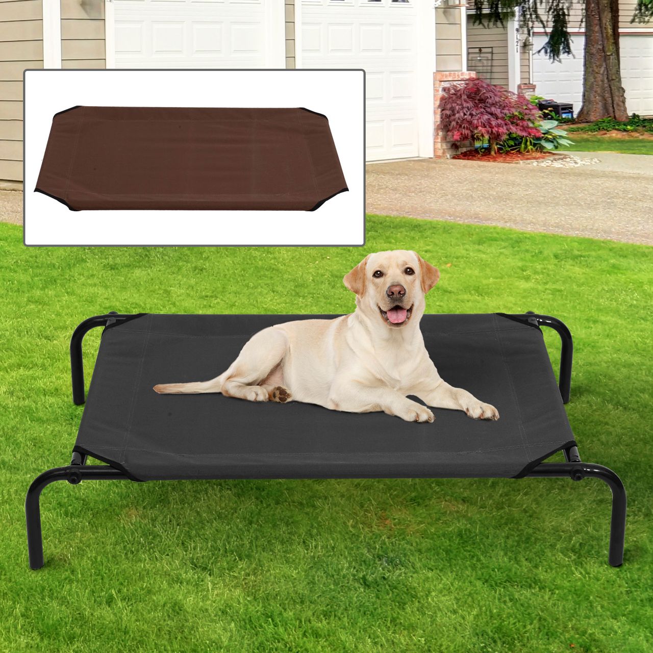 PawHut Hundebett Outdoor Hundeliege mit Mesh Katzenbett Haustierbett Oxford