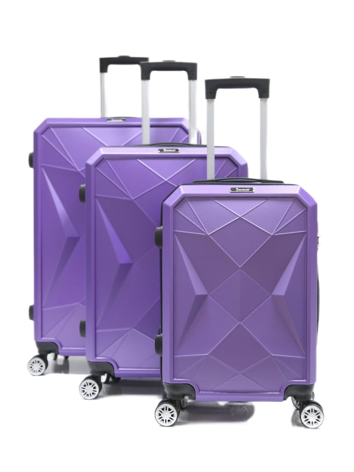 Cheffinger Reisekoffer ABS-03 Koffer 3-teilig Hartschale Trolley Set Kofferset Ha in Lila günstig kaufen onesize
