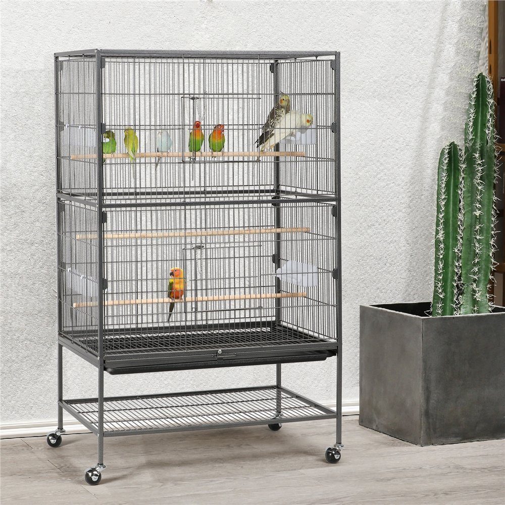 Yaheetech Vogelkäfig, Vogelvoliere Nagerkäfig mit Schmutzwanneneinsatz