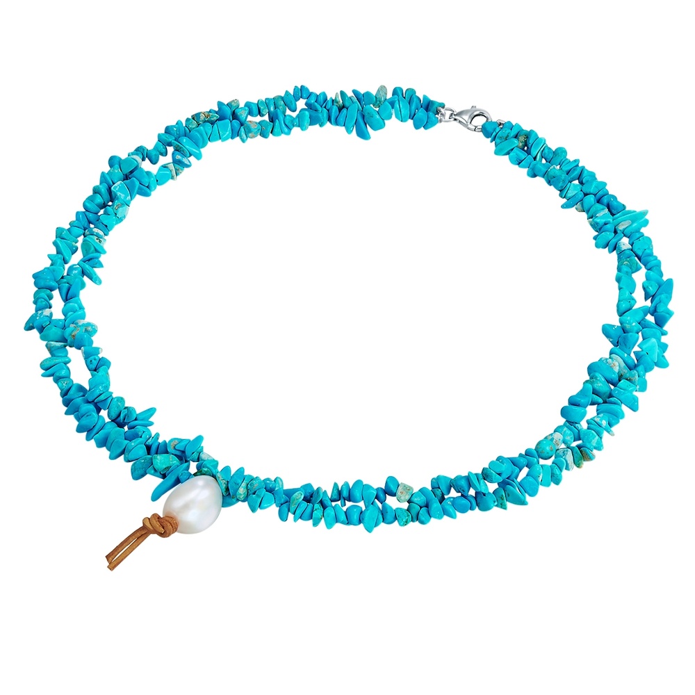 Valero Pearls Collier de pierres précieuses Turquoise reconstituée Turquoise reconstituée Perle collier