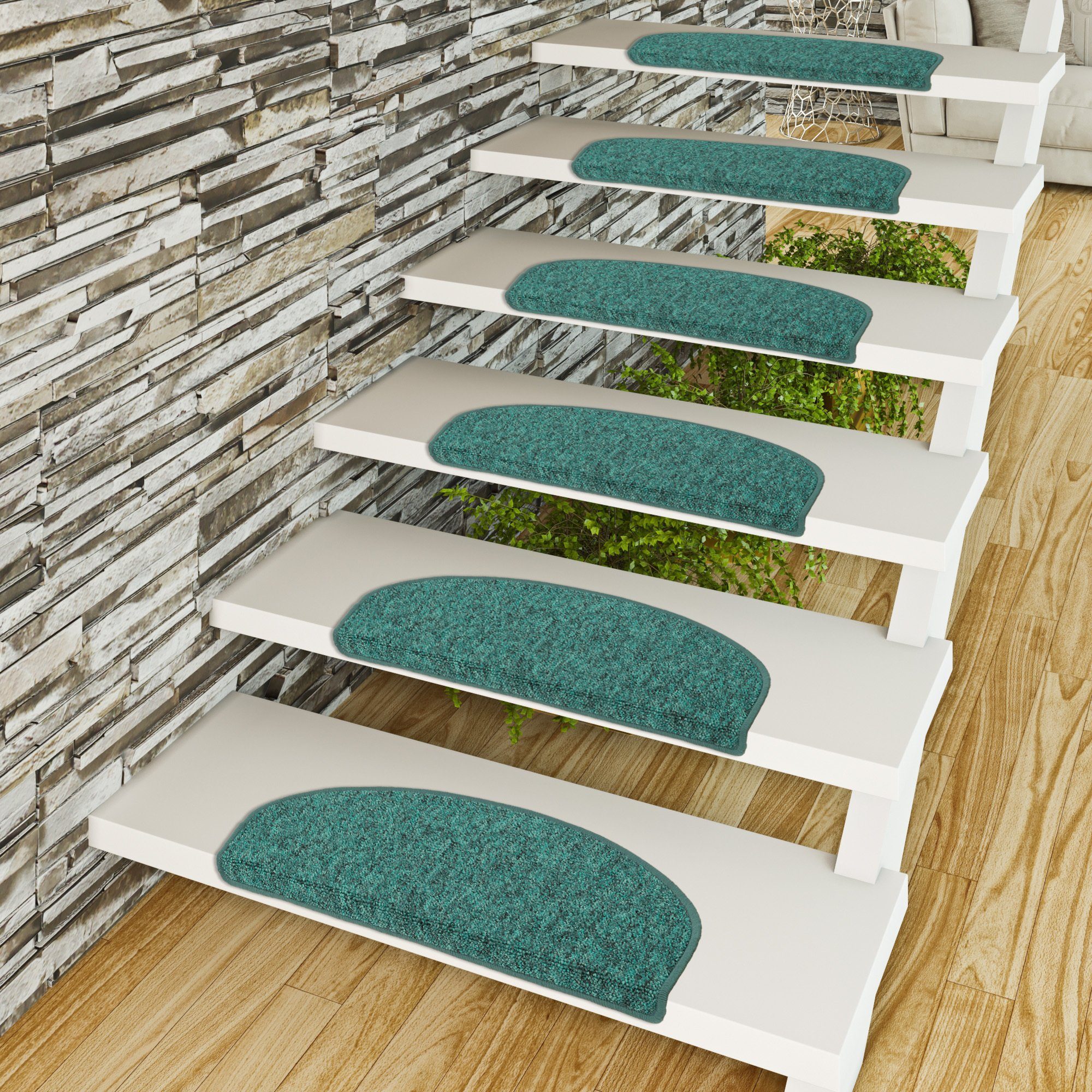 Stufenmatte Trend Schlinge Stufenmatte Strong 15er-Set, Pergamon, Halbrund, Höhe: 5 mm