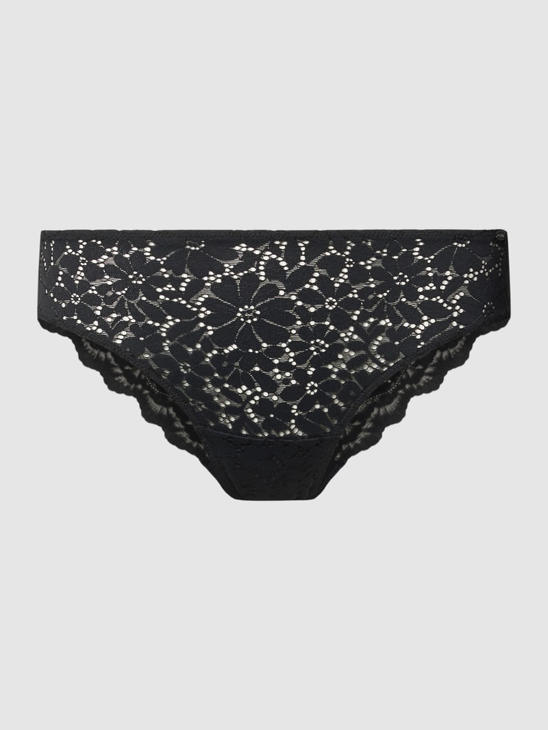 Slip mit Lochmuster in schwarz