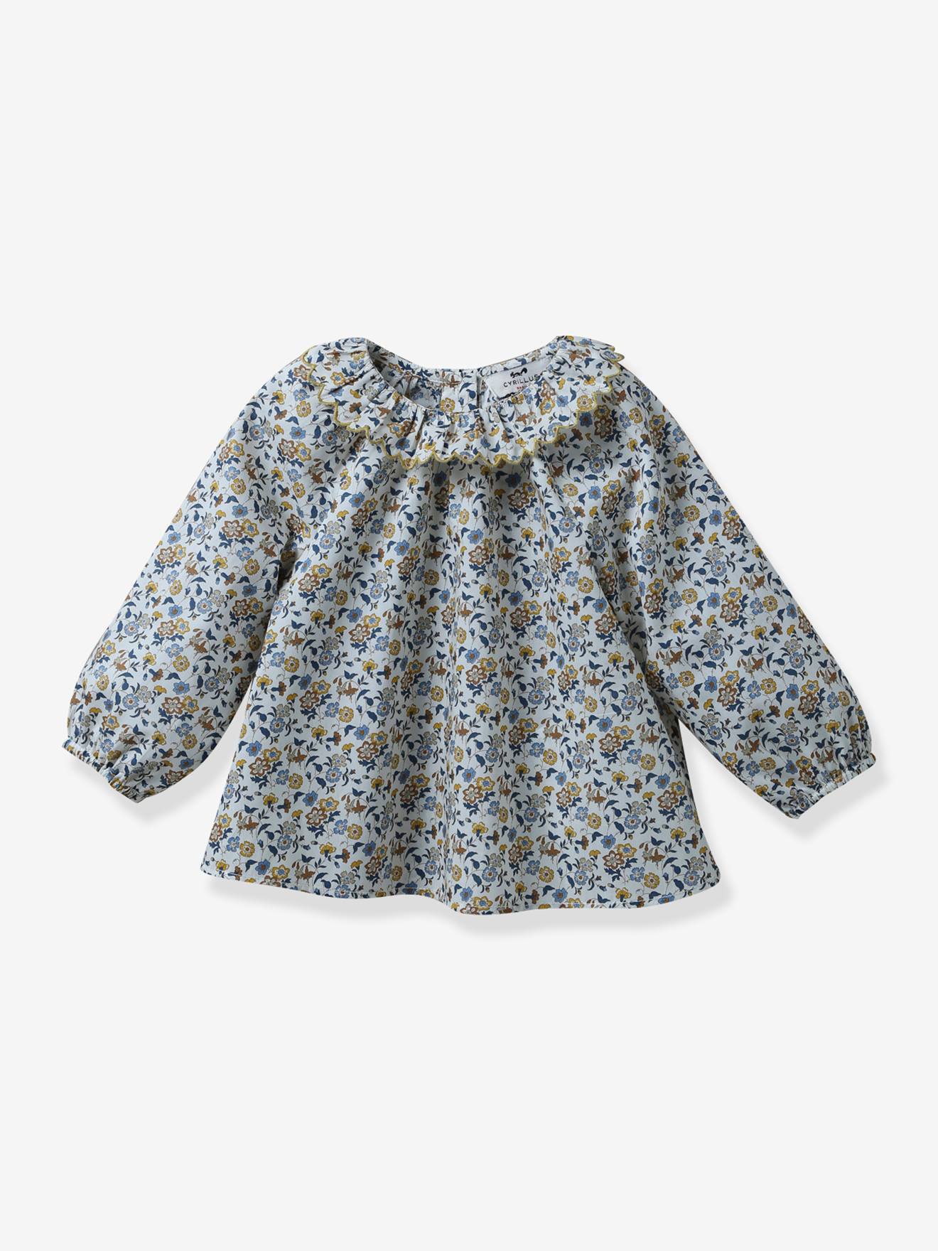 Blouse Bébé en tissu Liberty Aisha CYRILLUS bleu imprimé
