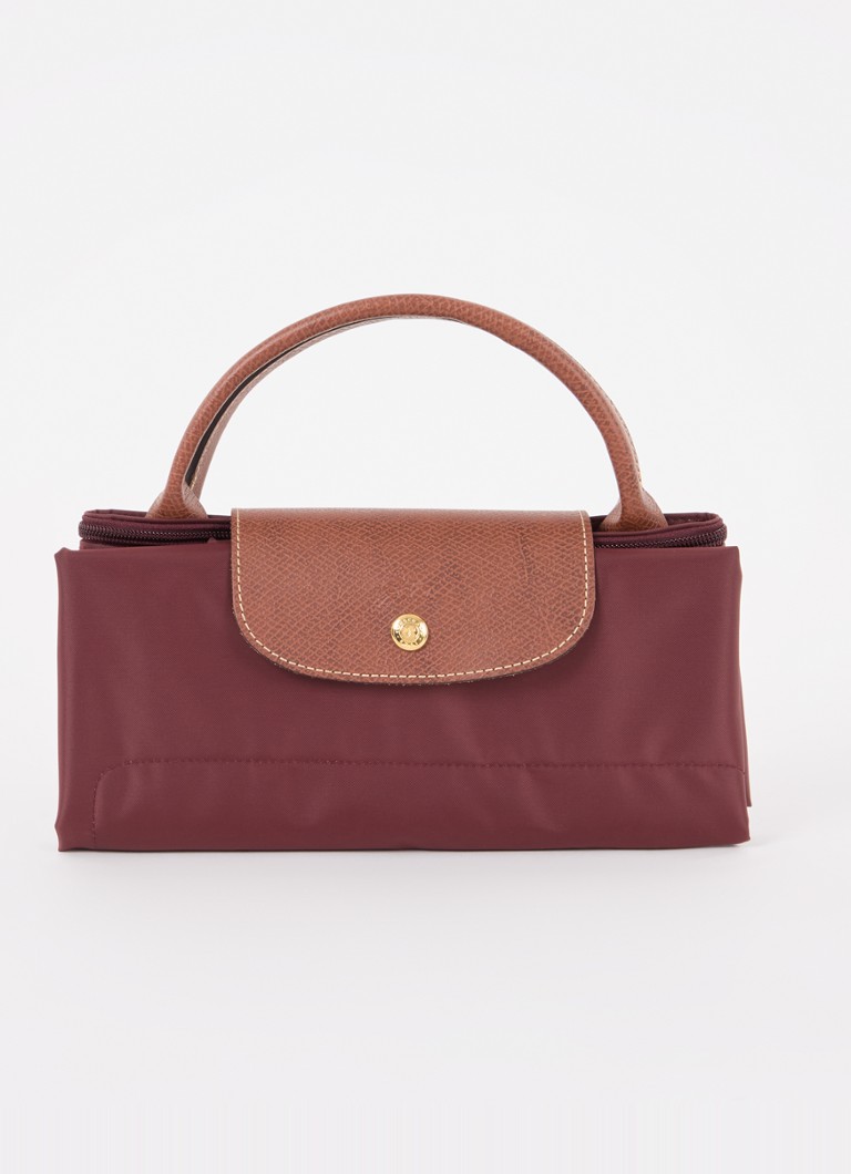 Geantă Longchamp Le Pliage Original, mărimea M, cu detalii din piele.