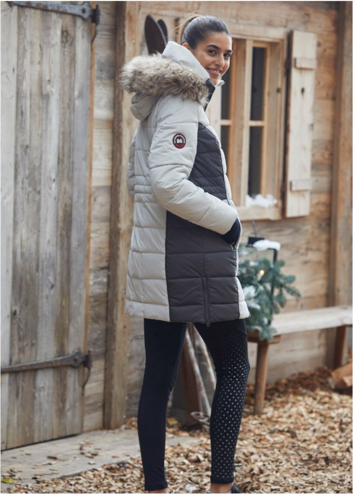 Outdoor-Kurzmantel mit Fellimitat