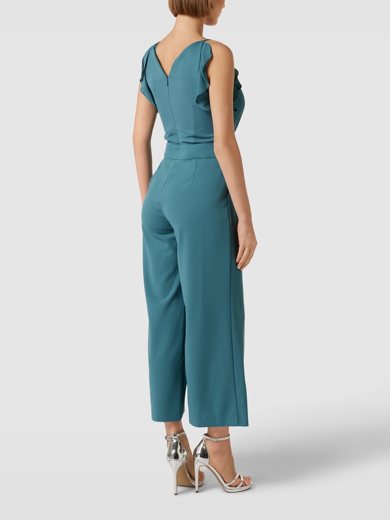 Jumpsuit mit Volants in petrol