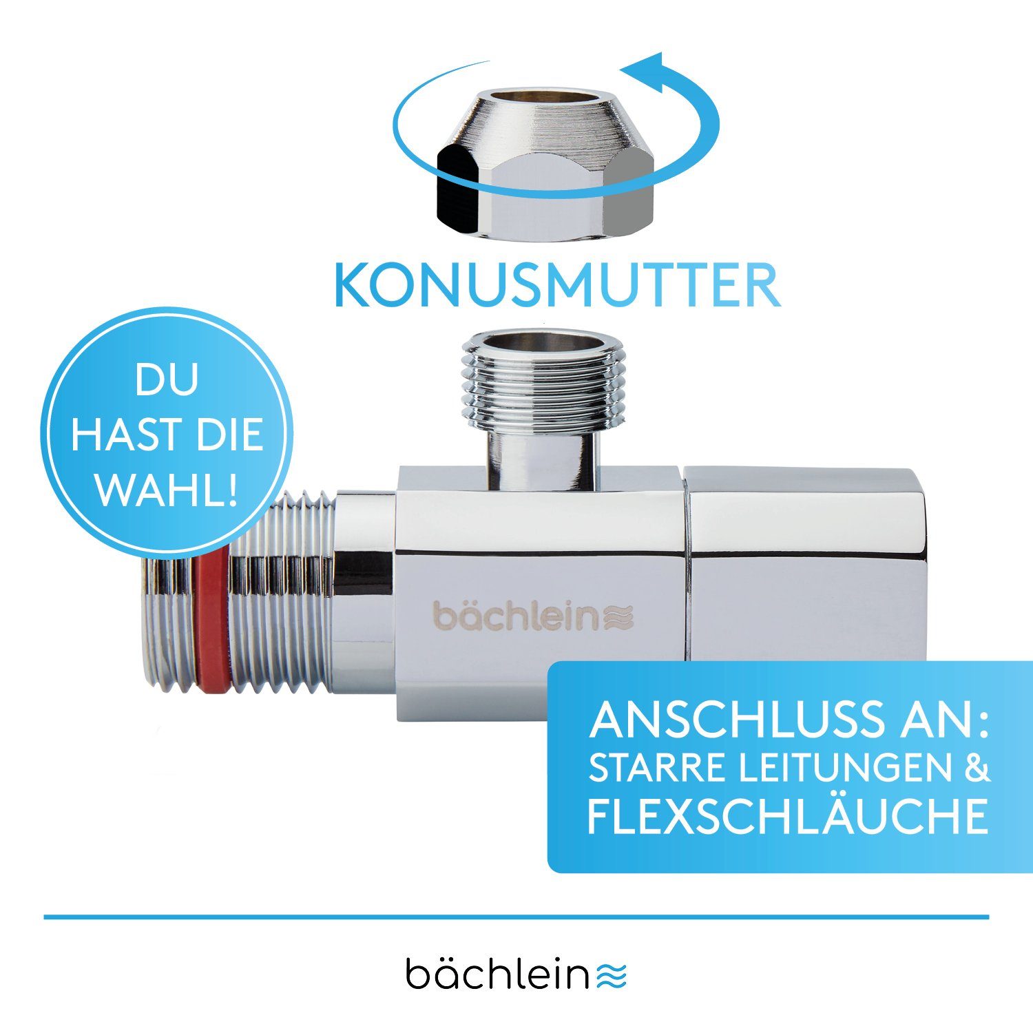 Bächlein Eckventil Eckventil 2er-Set mit Schraub- oder Schnellverschluss, (2-er Set)