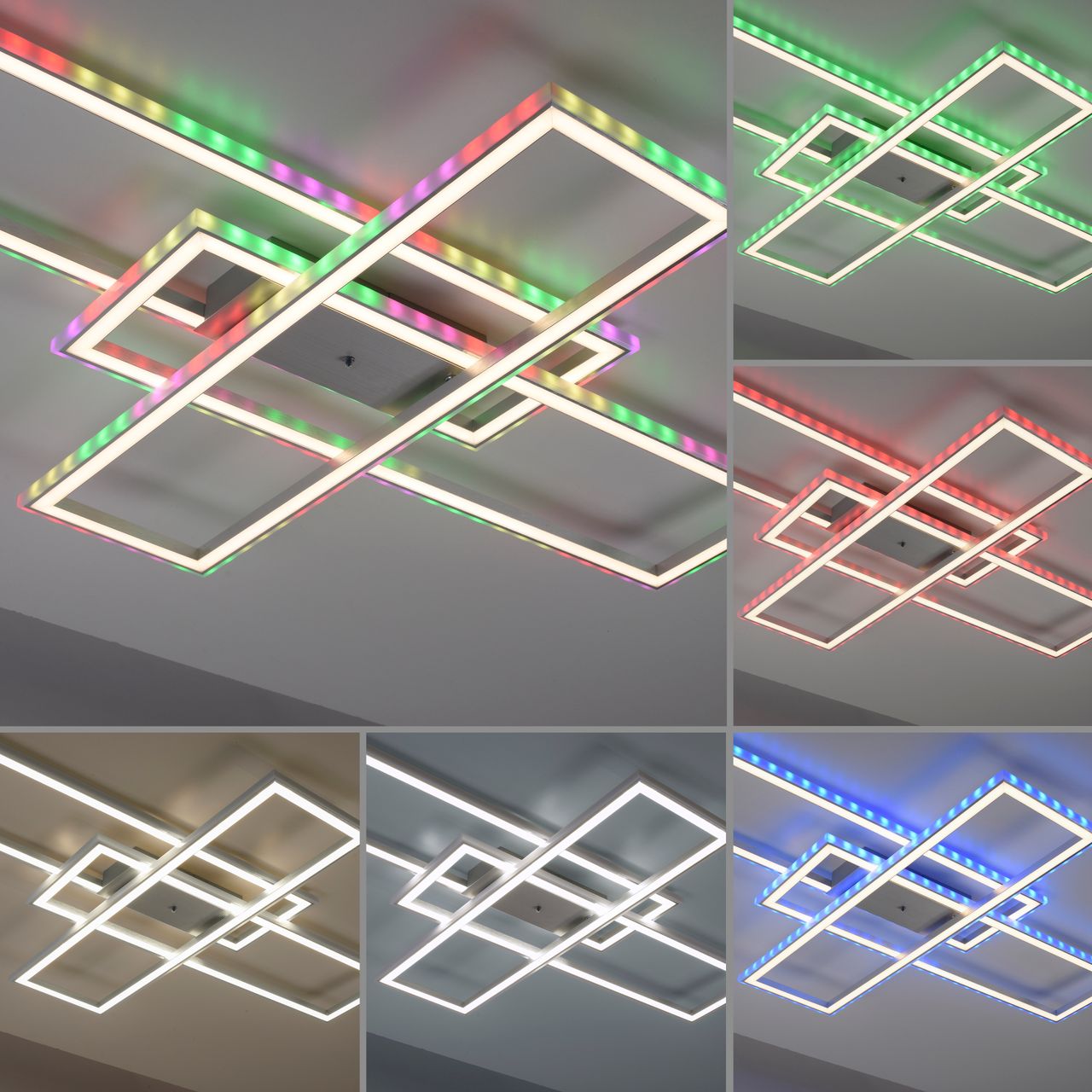 JUST LIGHT LeuchtenDirekt LED Deckenleuchte FELIX60, Downlight: CCT, Sidlight: RGB, dimmbar, IR-Fernbedienung, IP20